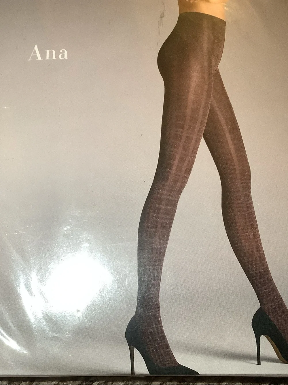 Wolford Ana tights, glittering checked pattern, color copper/check, size: M